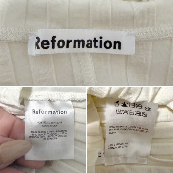 Reformation Vittoria Ribbed Bodycon Dress in Ivory Size Small - Picture 9 of 9